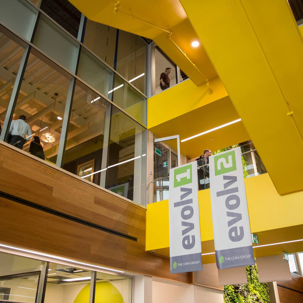 inside of evol1, Canada's first net zero positive multi-tenant commercial office building