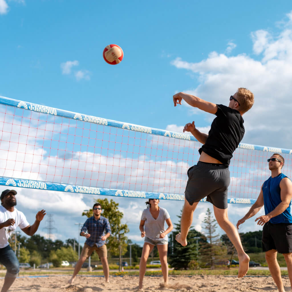 R+T Park tenants playing beach volleyball